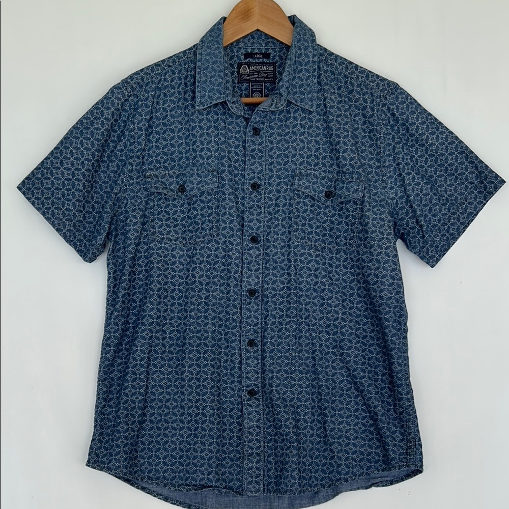 American Rag CIE Men's L Short Sleeve Button Down Shirt